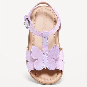 Old Navy Toddler Purple Butterfly Velcro Closure T-Strap Sandals
